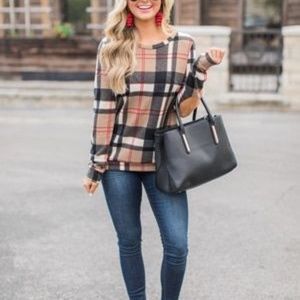 Love You More Than Yesterday Plaid Blouse